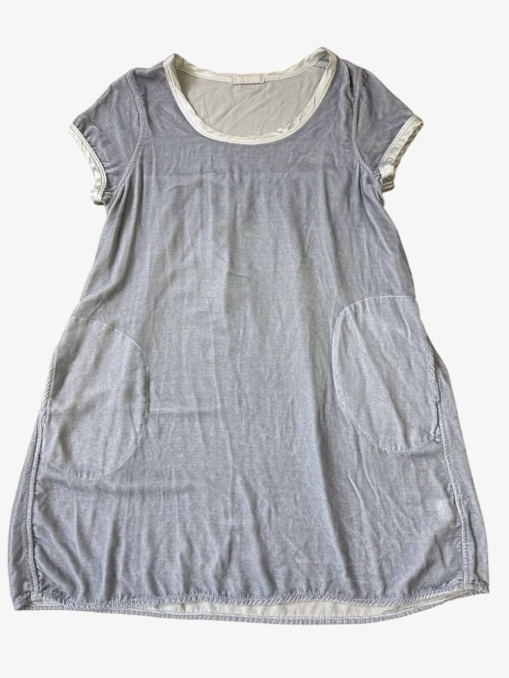 CP Shades Velvet With Silk Trim Short Sleeve Tunic Top Light Blue Size XS
